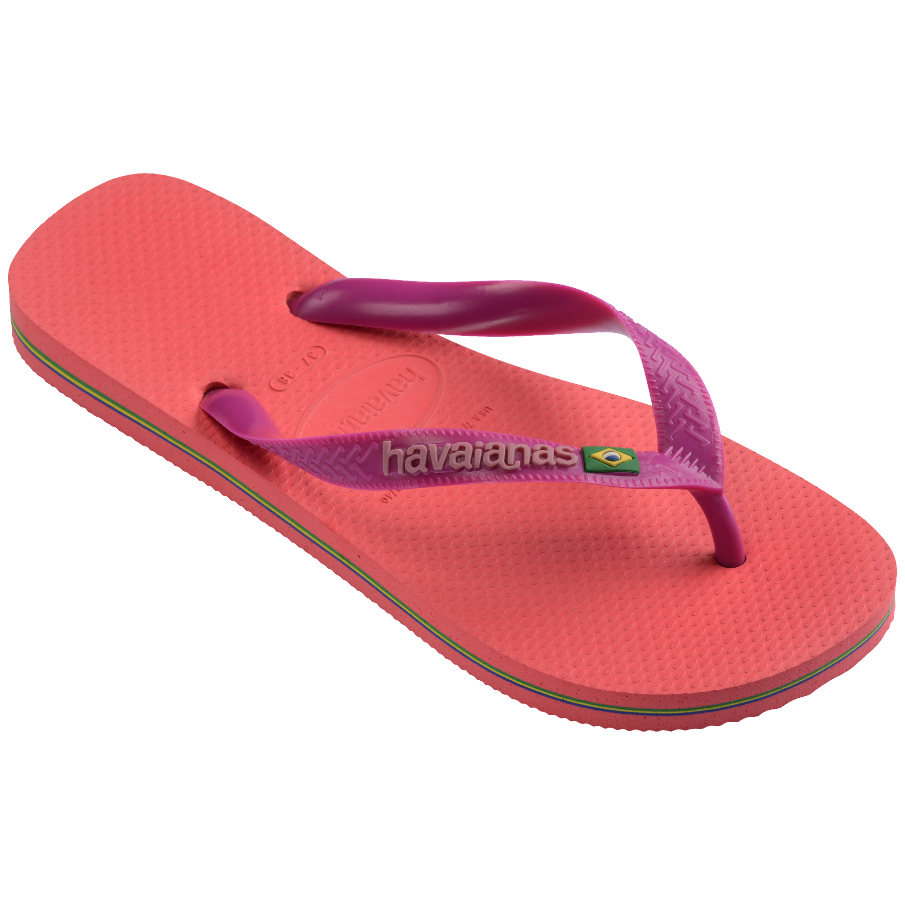 Women's Brazil Logo Flip Flops - CORAL/PINK