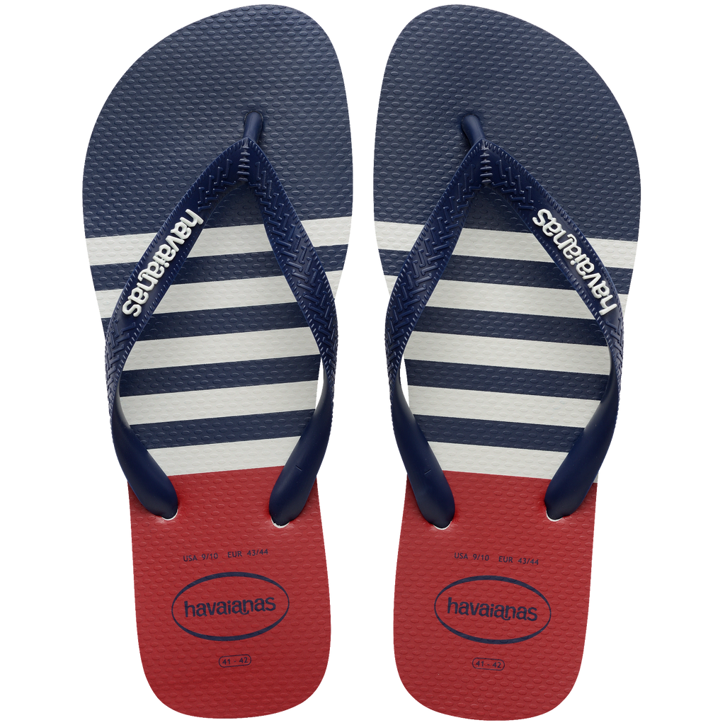 Men's Top Nautical Flip Flops - White/Navy/Red Apache