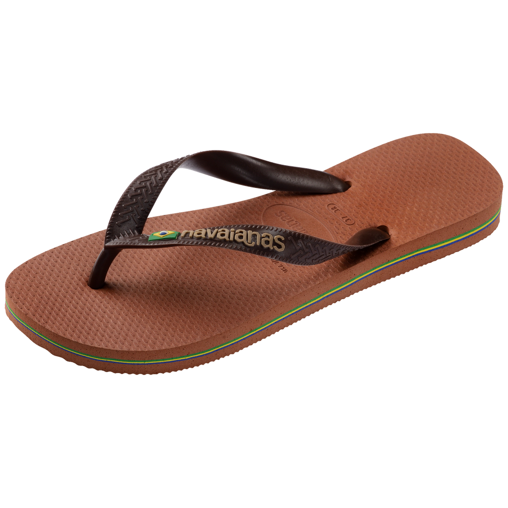 Women's Brazil Logo Flip Flops - RUST/COFFEE