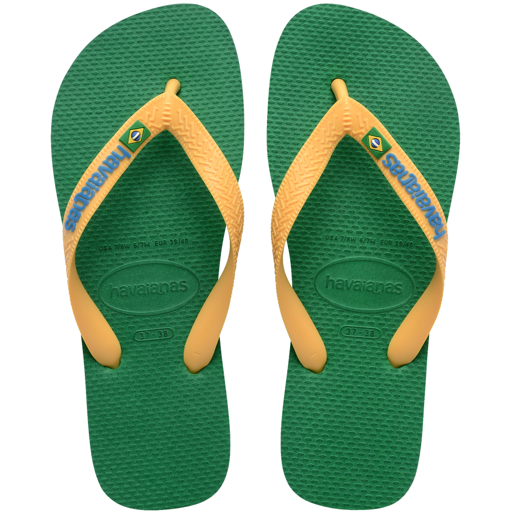 Women's Brazil Logo Flip Flops - GREEN/YELLOW