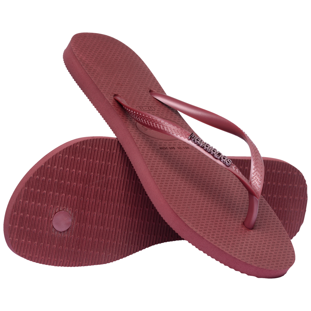 Women's Slim Logo Metallic Flip Flops - Amaranth