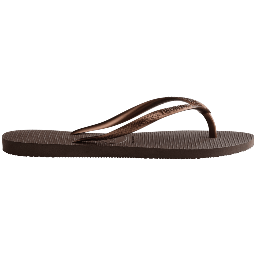 Women's Slim Flip Flops - Dark Brown Metallic