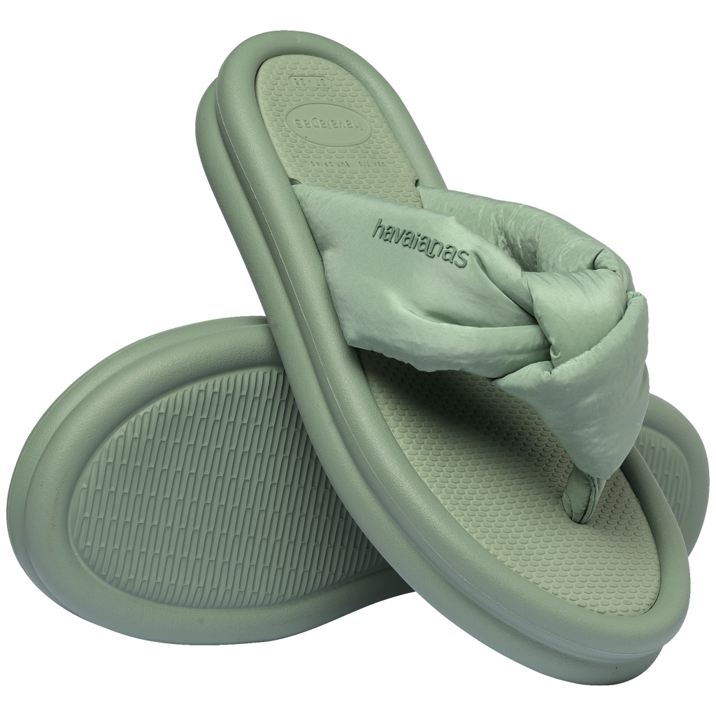 Women's Over Puffed Flip Flops - SMOKE GREEN