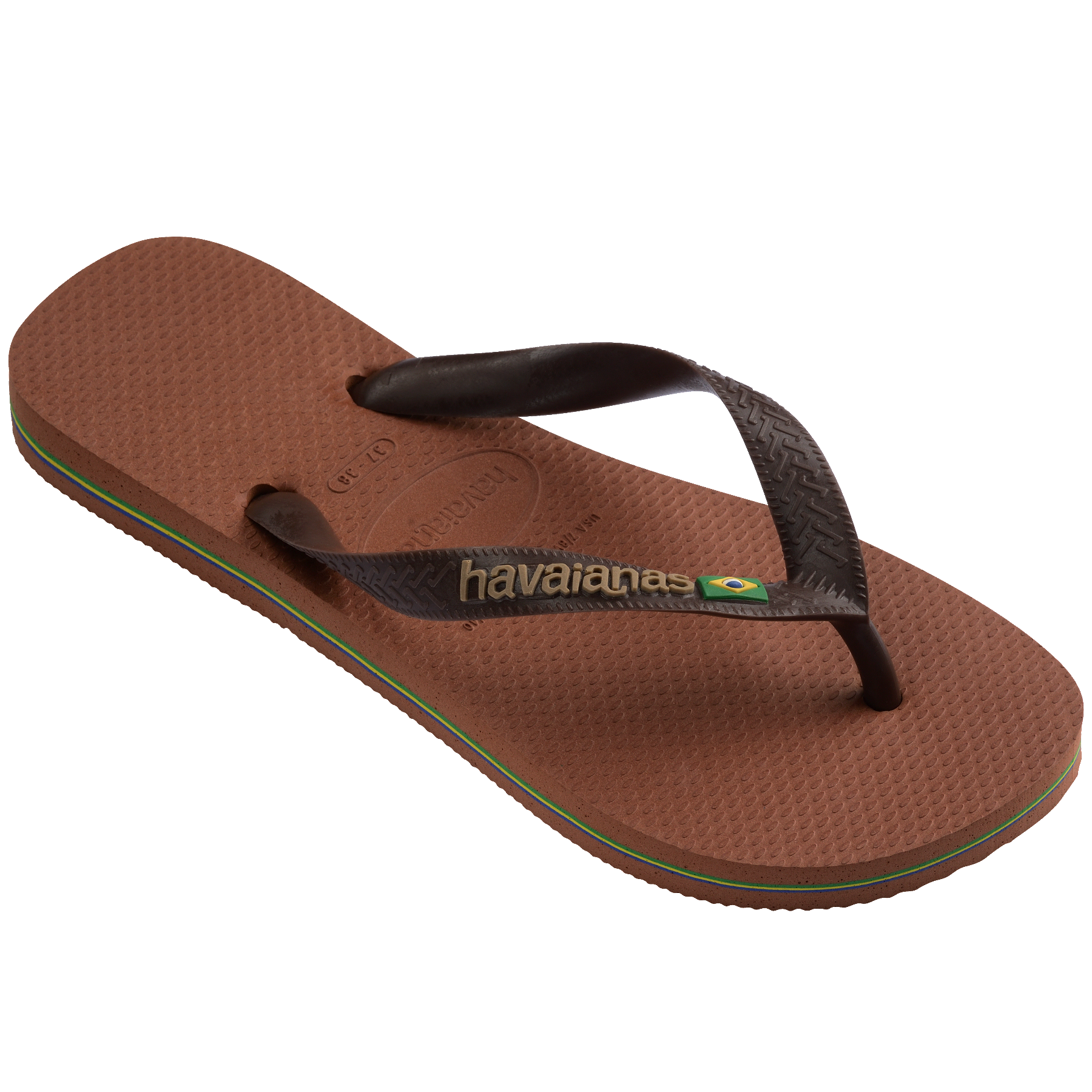 Women's Brazil Logo Flip Flops - RUST/COFFEE