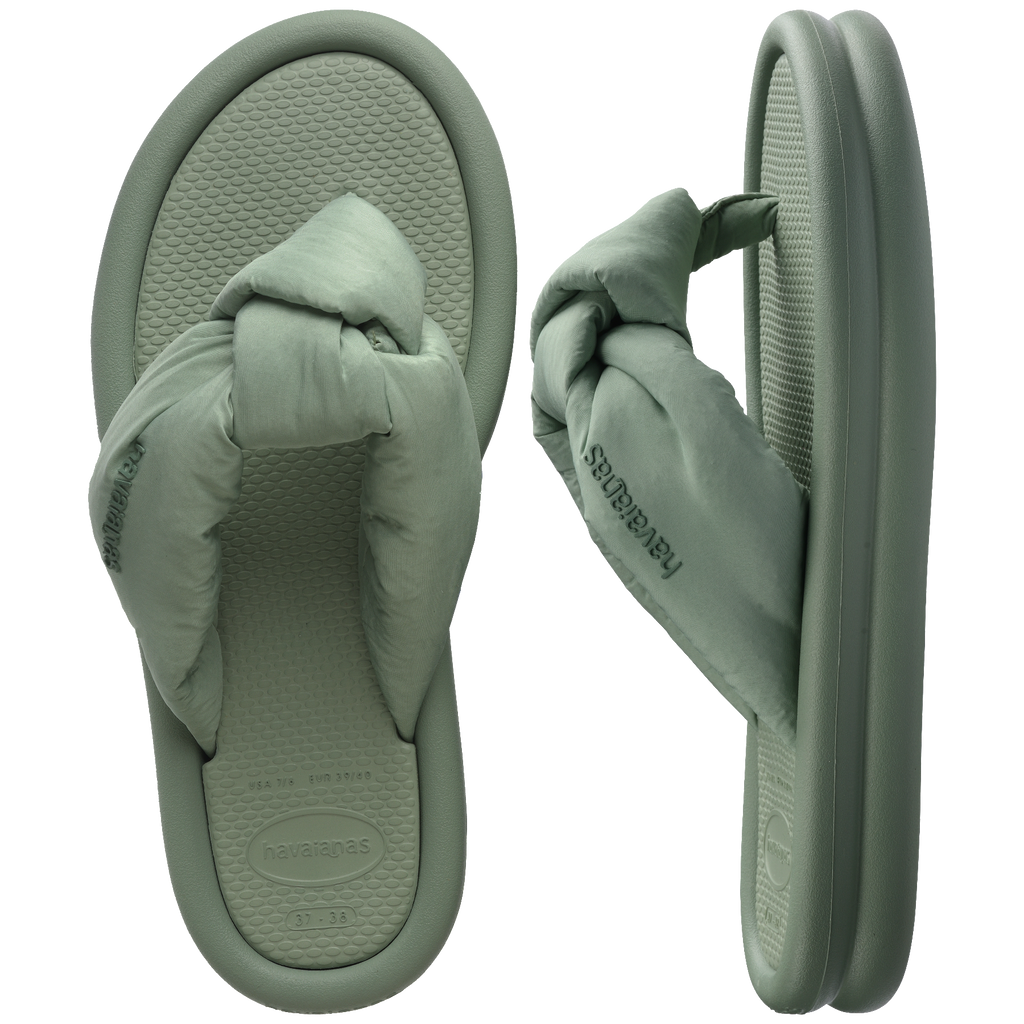 Women's Over Puffed Flip Flops - SMOKE GREEN