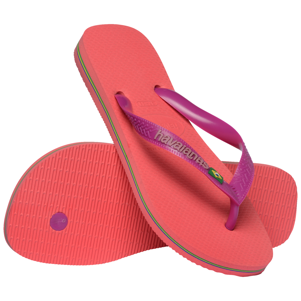 Women's Brazil Logo Flip Flops - CORAL/PINK