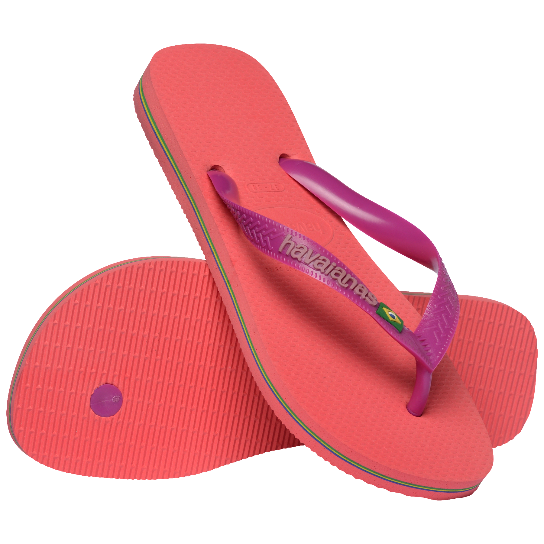 Women's Brazil Logo Flip Flops - CORAL/PINK