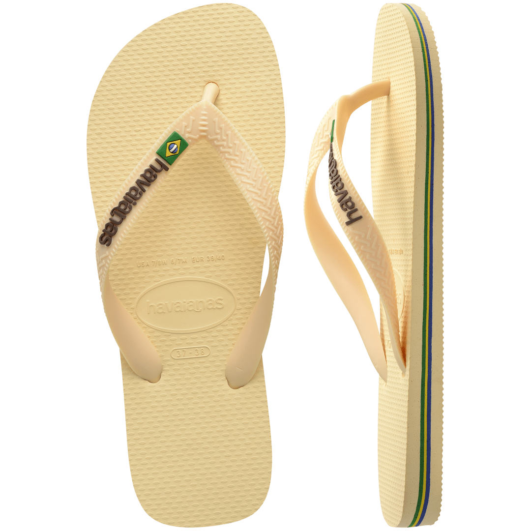 Women's Brazil Logo Flip Flops - BUTTERCREAM