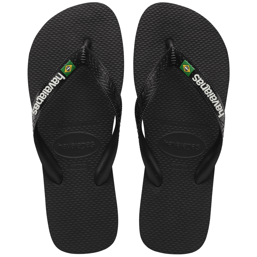 Women's Brazil Logo Flip Flops - Black/Black