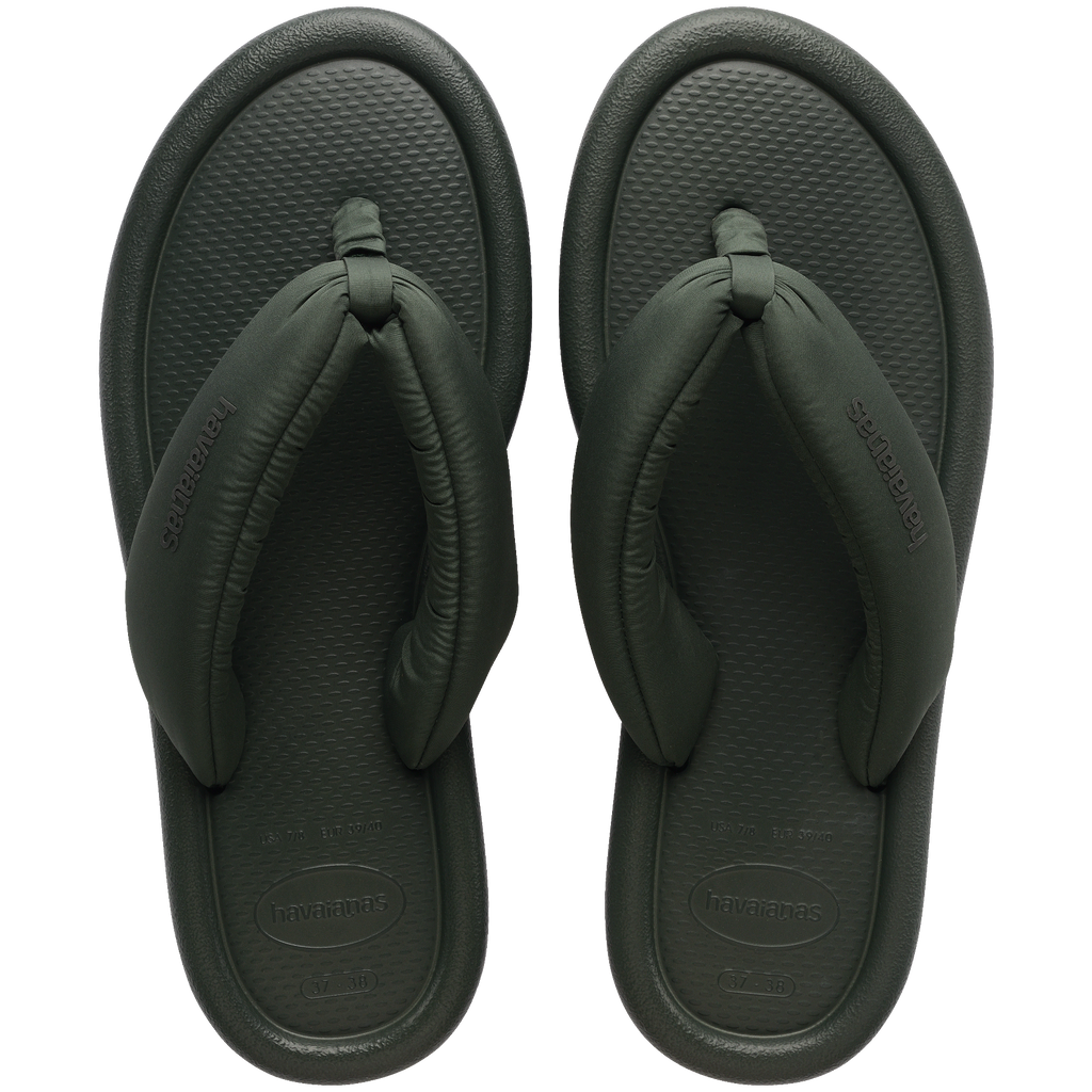 Women's Maxi Puffed Flip Flops - GREEN OLIVE