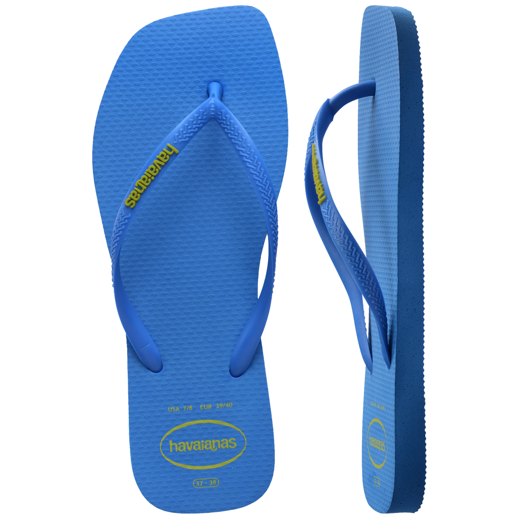 Women's Slim Square Logo Pop Up Flip Flops - BRILLIANT BLUE