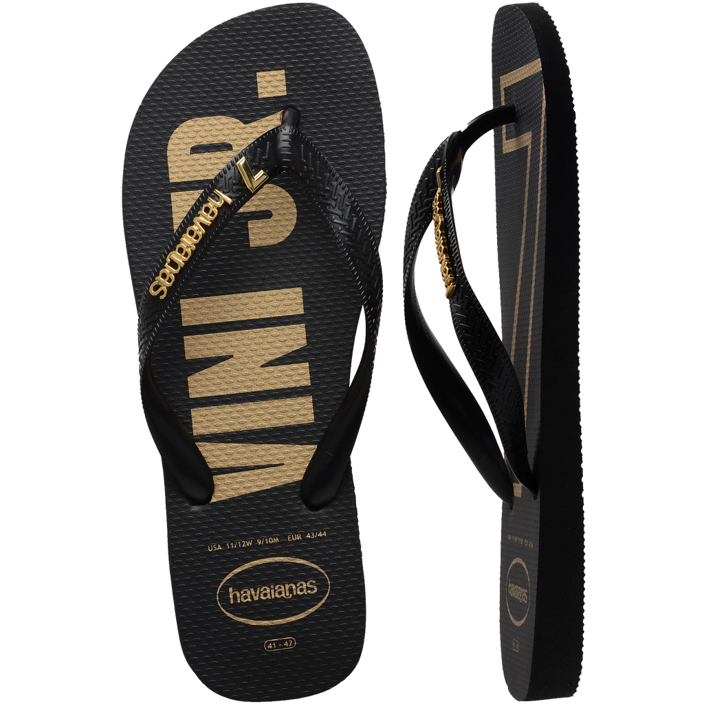 Men's Vini Jr. Golden Top Flip Flops - Black