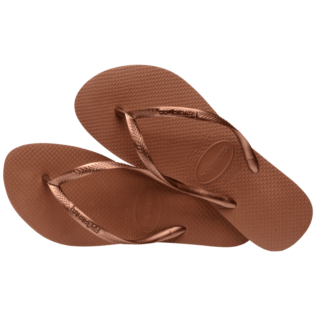 Women's Slim Flip Flops - Rust/Metallic Copper
