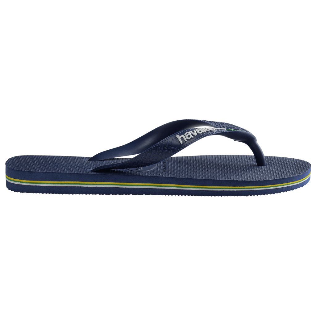 Men's Brazil Logo Flip Flops - Navy Blue