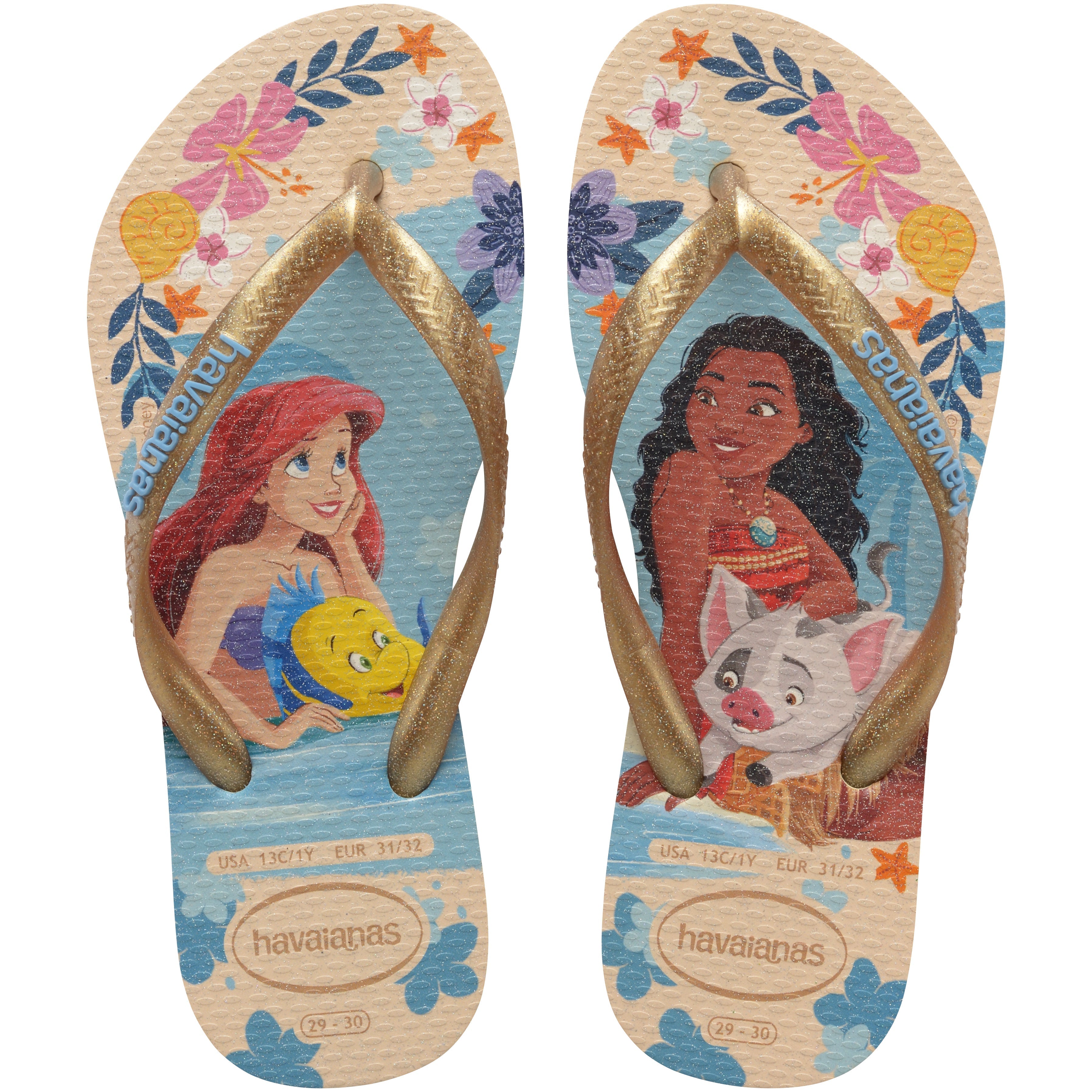 Kid's Slim Princess Flip Flops - BEIGE STRAW/BEIGE STRAW