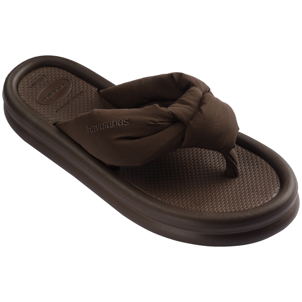 Women's Over Puffed Flip Flops - DARK BROWN
