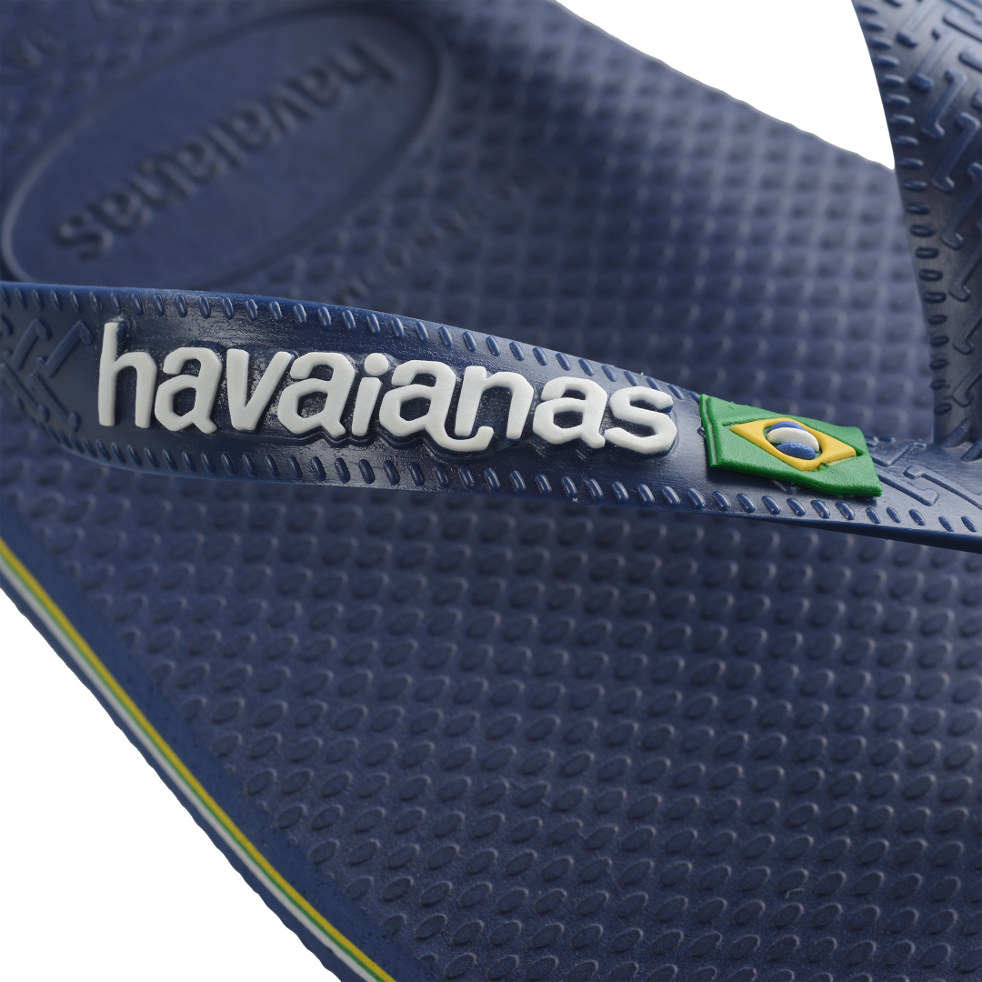 Men's Brazil Logo Flip Flops - Navy Blue