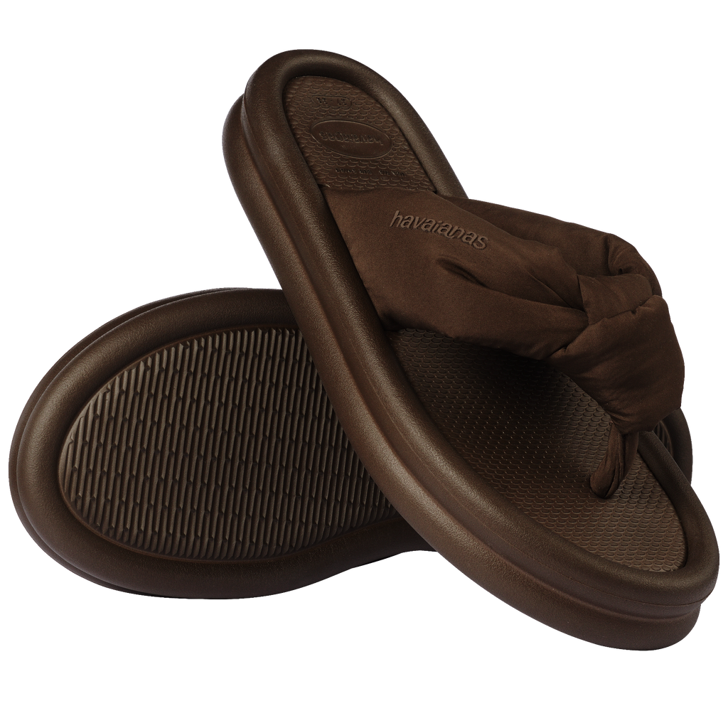 Women's Over Puffed Flip Flops - DARK BROWN