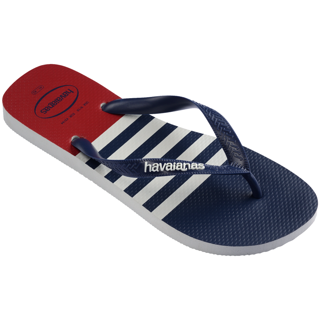 Men's Top Nautical Flip Flops - White/Navy/Red Apache