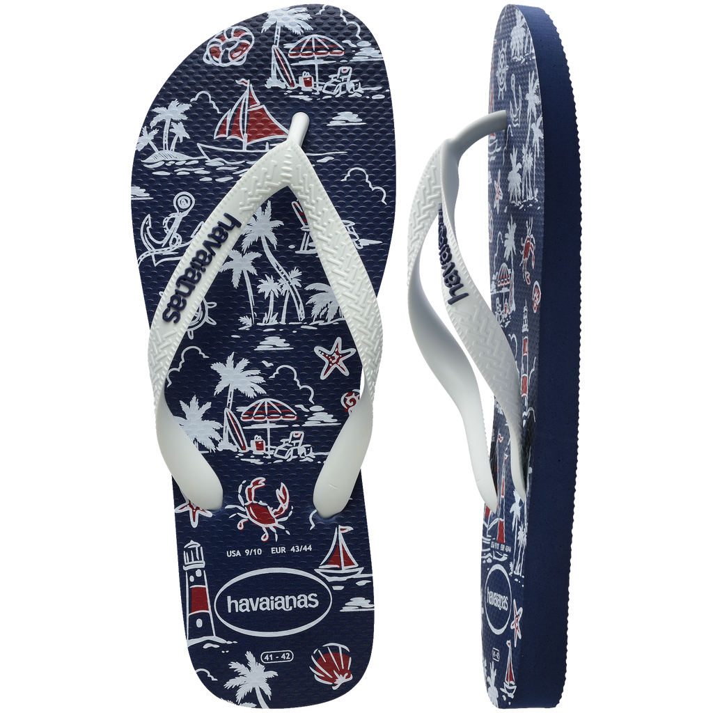 Men's Top Nautical Flip Flops - Navy/Navy/White
