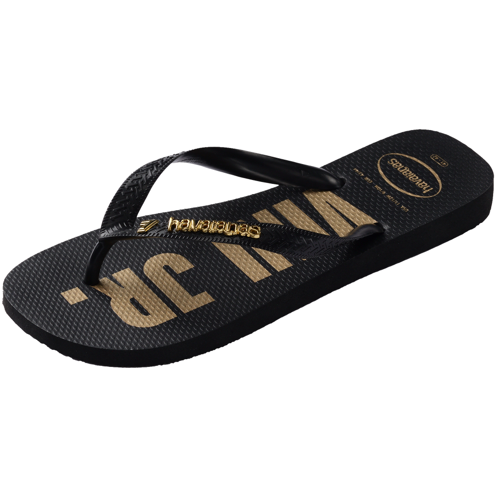 Women's Vini Jr. Golden Top Flip Flops - Black