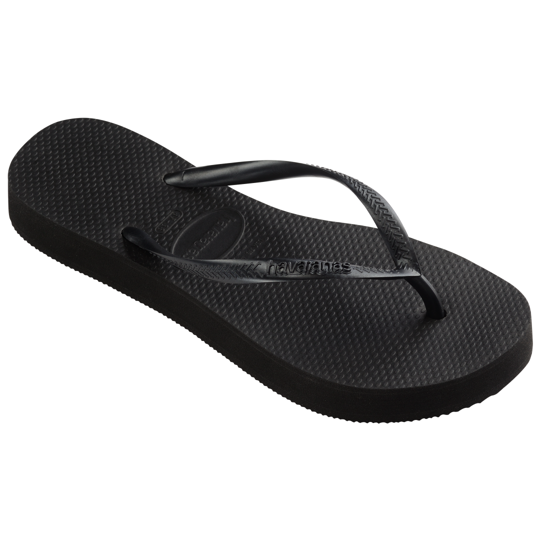 Women's Slim Flatform Flip Flops - Black