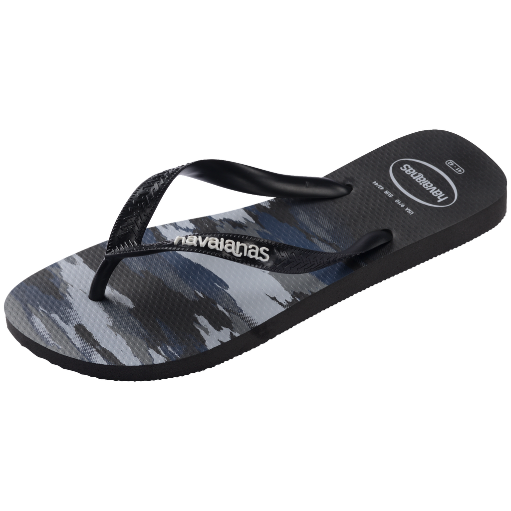 Men's Top Camo Flip Flops - Black/Black/White