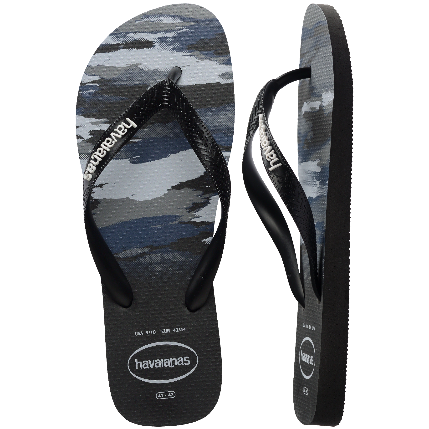 Men's Top Camo Flip Flops - Black/Black/White