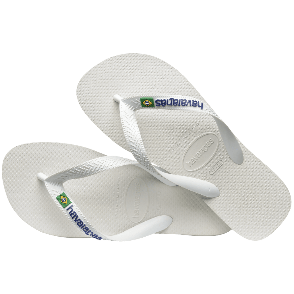 Men's Brazil Logo Flip Flops - White