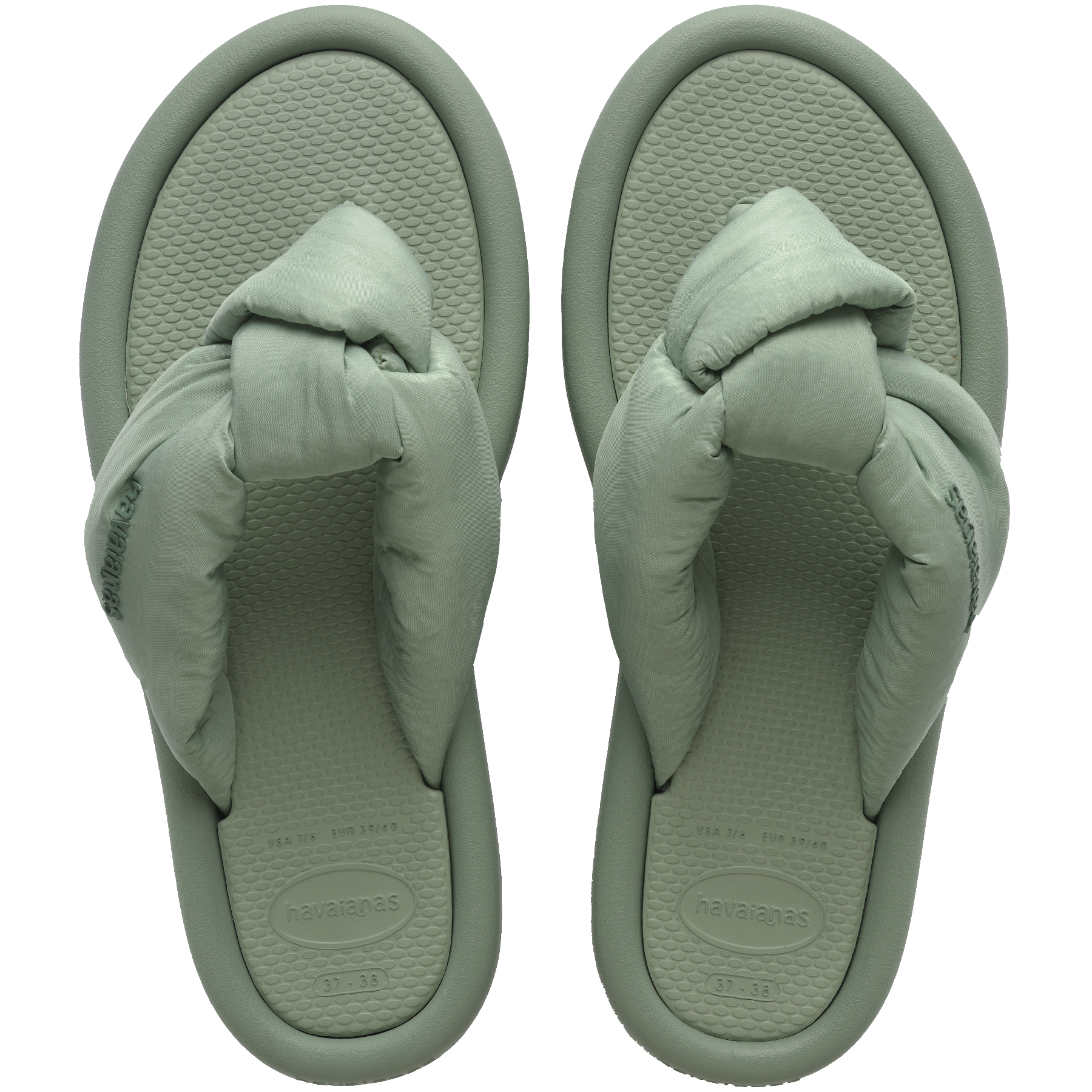 Women's Over Puffed Flip Flops - SMOKE GREEN