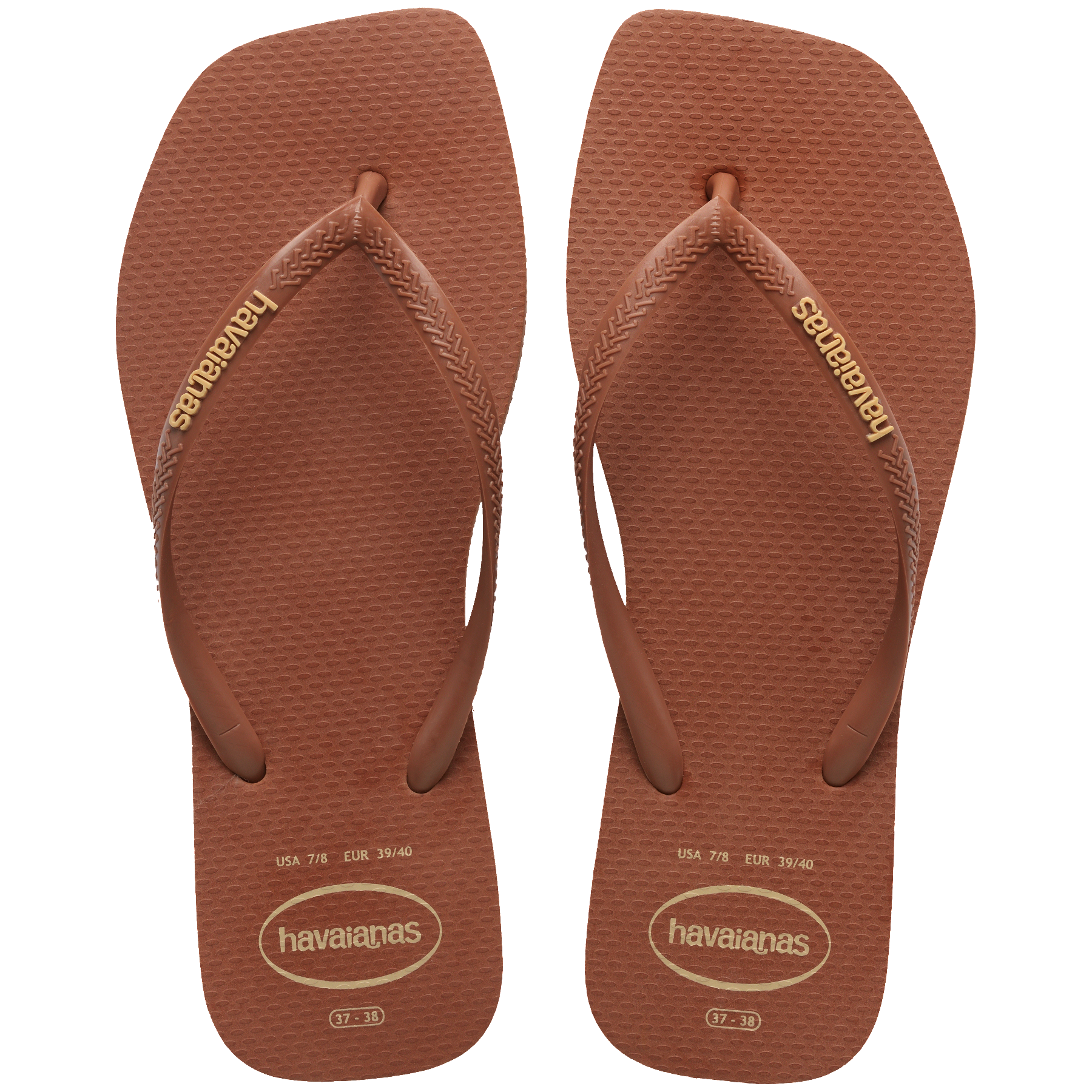 Women's Slim Square Logo Pop Up Flip Flops - RUST