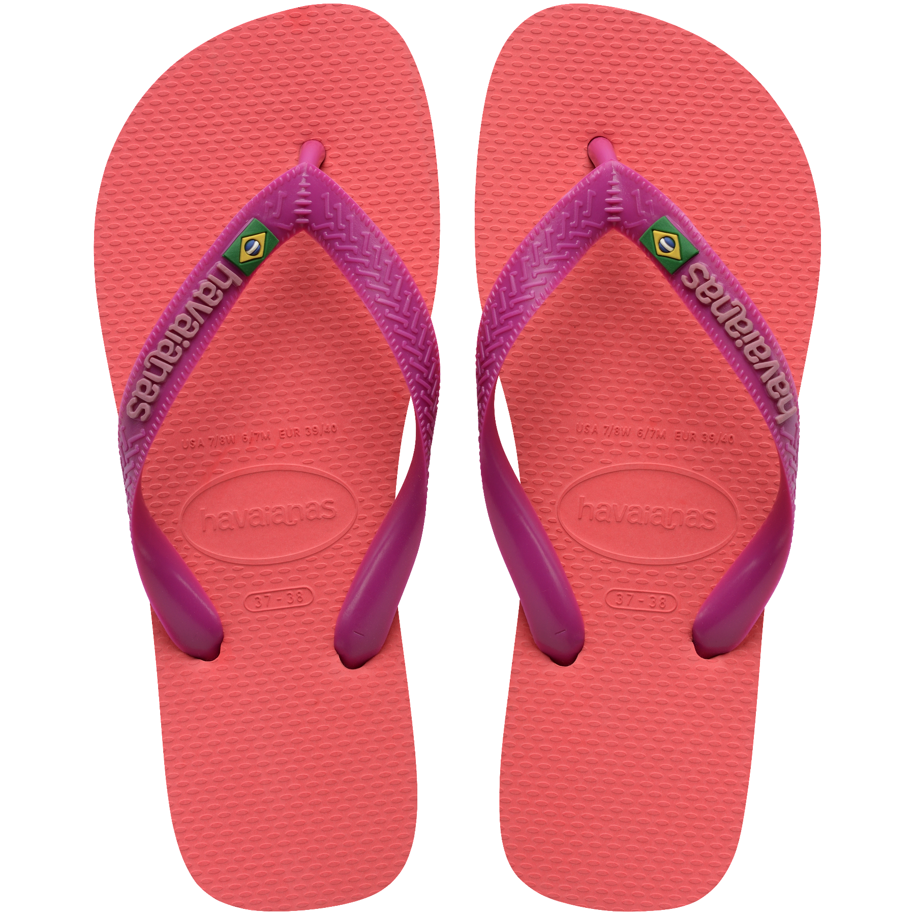 Women's Brazil Logo Flip Flops - CORAL/PINK
