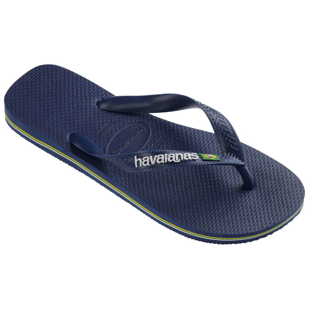 Women's Brazil Logo Flip Flops - Navy Blue