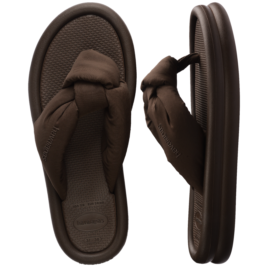 Women's Over Puffed Flip Flops - DARK BROWN
