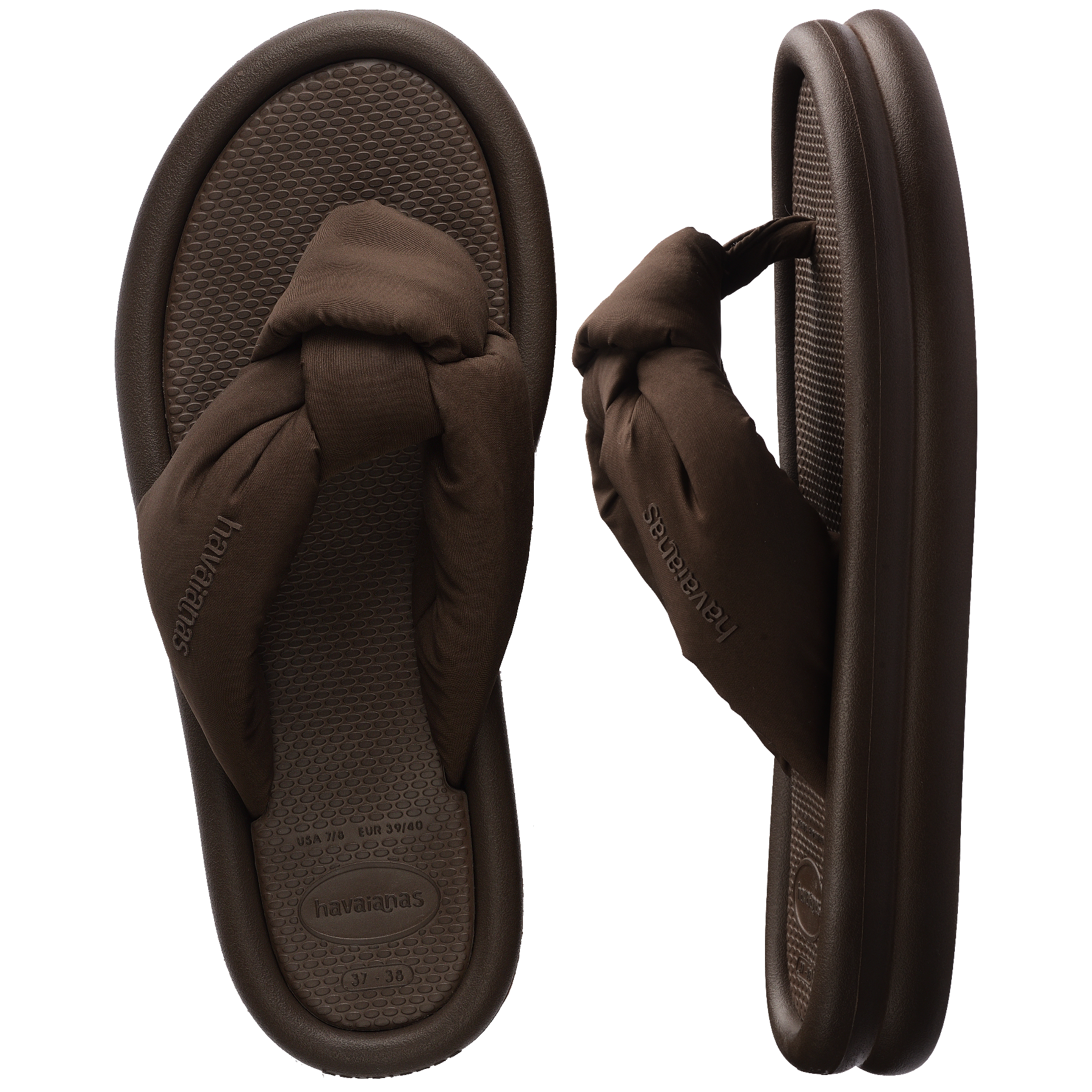 Women's Over Puffed Flip Flops - DARK BROWN