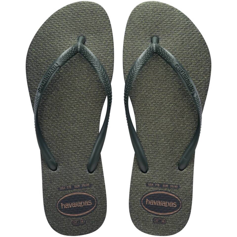 Women's Slim Gloss Flip Flops - Olive Green