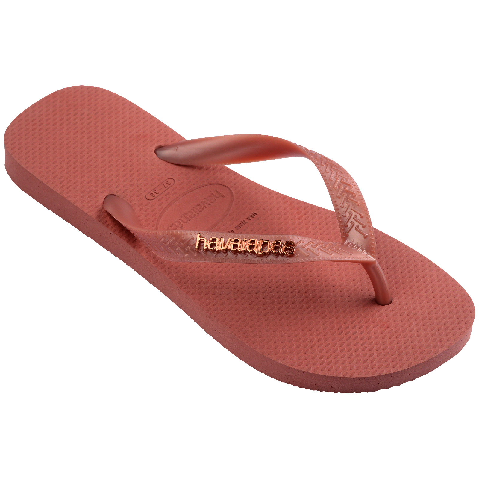 Women's Top Logo Metallic Flip Flops - CANYON CLAY