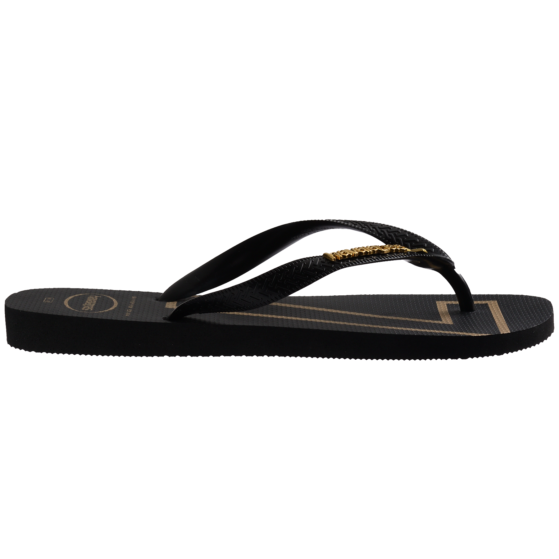 Men's Vini Jr. Golden Top Flip Flops - Black
