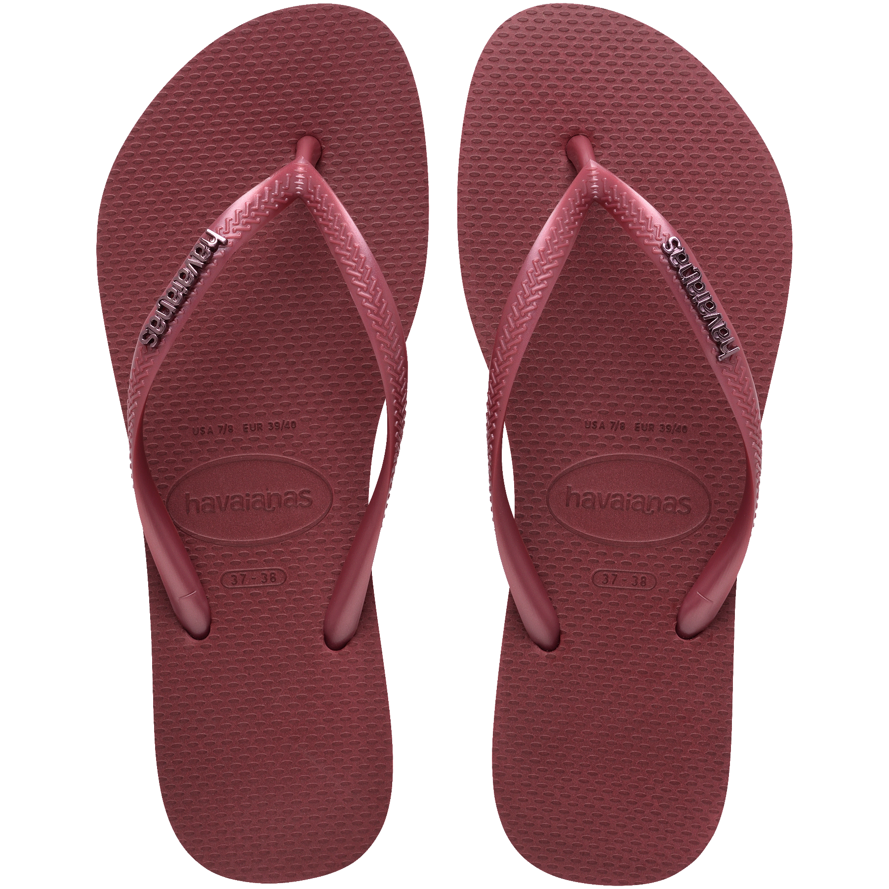 Women's Slim Logo Metallic Flip Flops - Amaranth