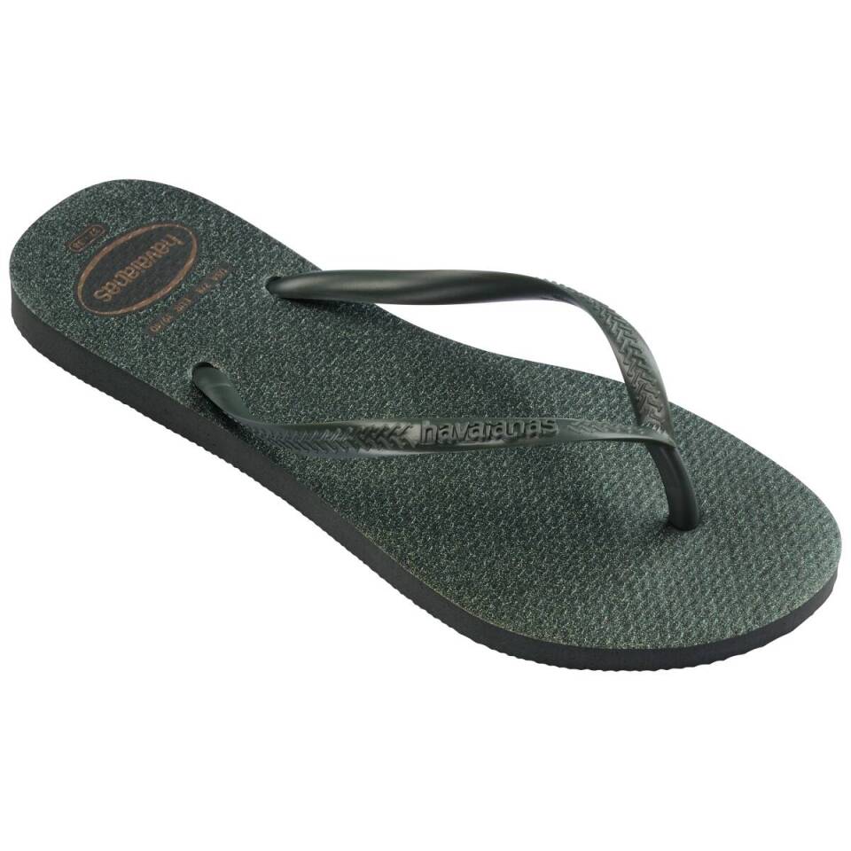 Women's Slim Gloss Flip Flops - Olive Green