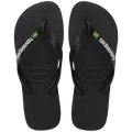 Men's Brazil Logo Flip Flops - Black/Black