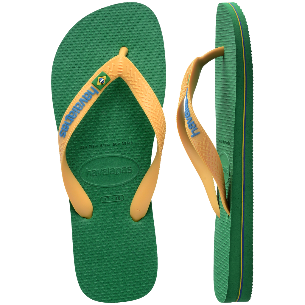 Women's Brazil Logo Flip Flops - GREEN/YELLOW