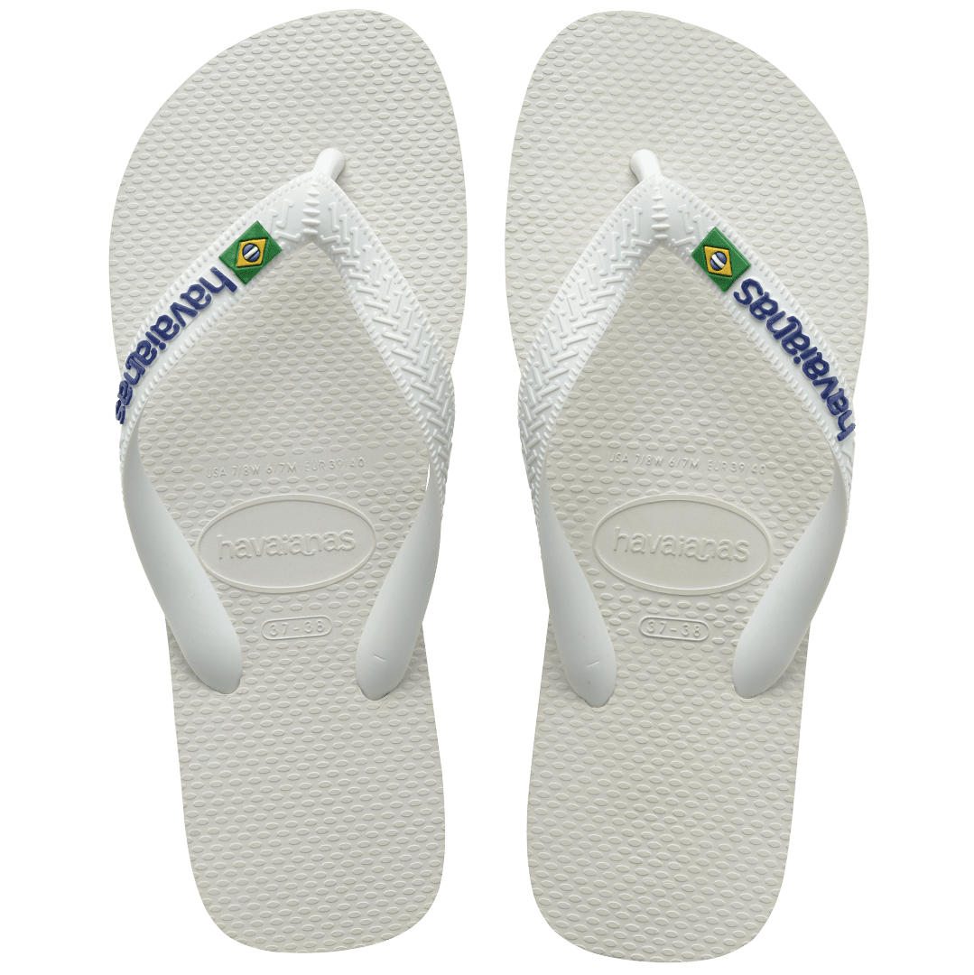 Men's Brazil Logo Flip Flops - White