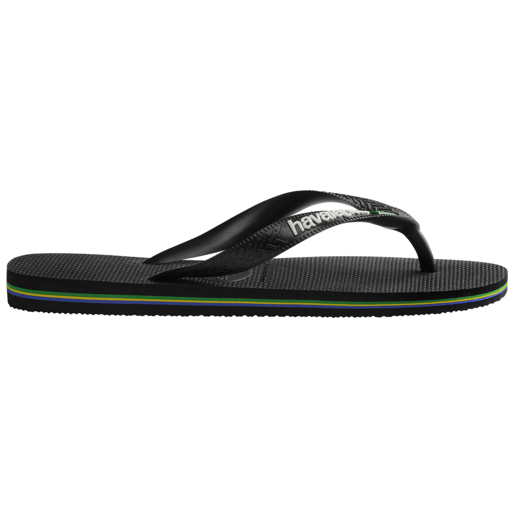 Women's Brazil Logo Flip Flops - Black/Black