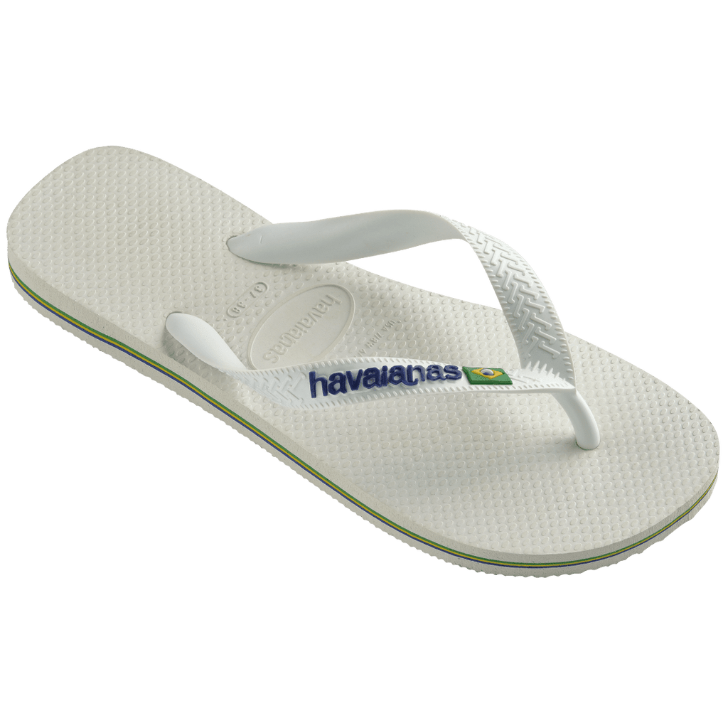 Men's Brazil Logo Flip Flops - White