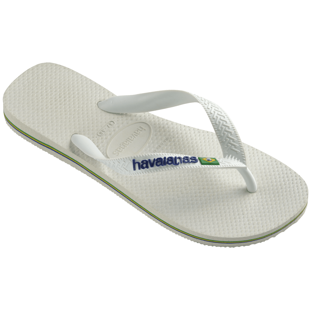 Men's Brazil Logo Flip Flops - White
